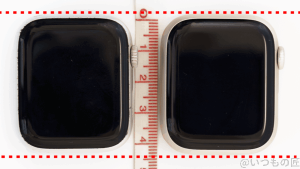 apple-watch-7-compared-size-1 | 真ガジェットレビューの匠 Apple Watch Series 7とApple Watch Series 4の本体サイズは目で見て分かるほどの差があるわけではありません。
