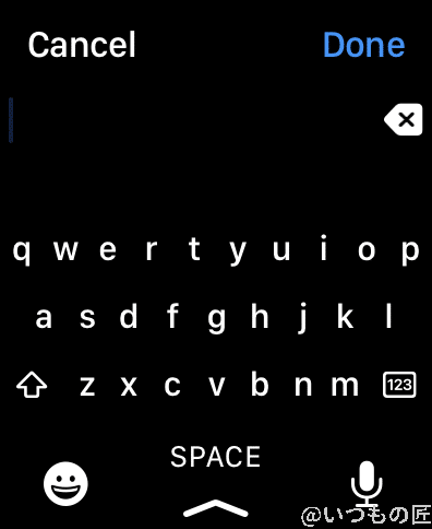 apple-watch-7-keyboard | 真ガジェットレビューの匠 キーボード入力できるようになったものの、IMEが無いために日本語入力できないようです。難しいところですよね…