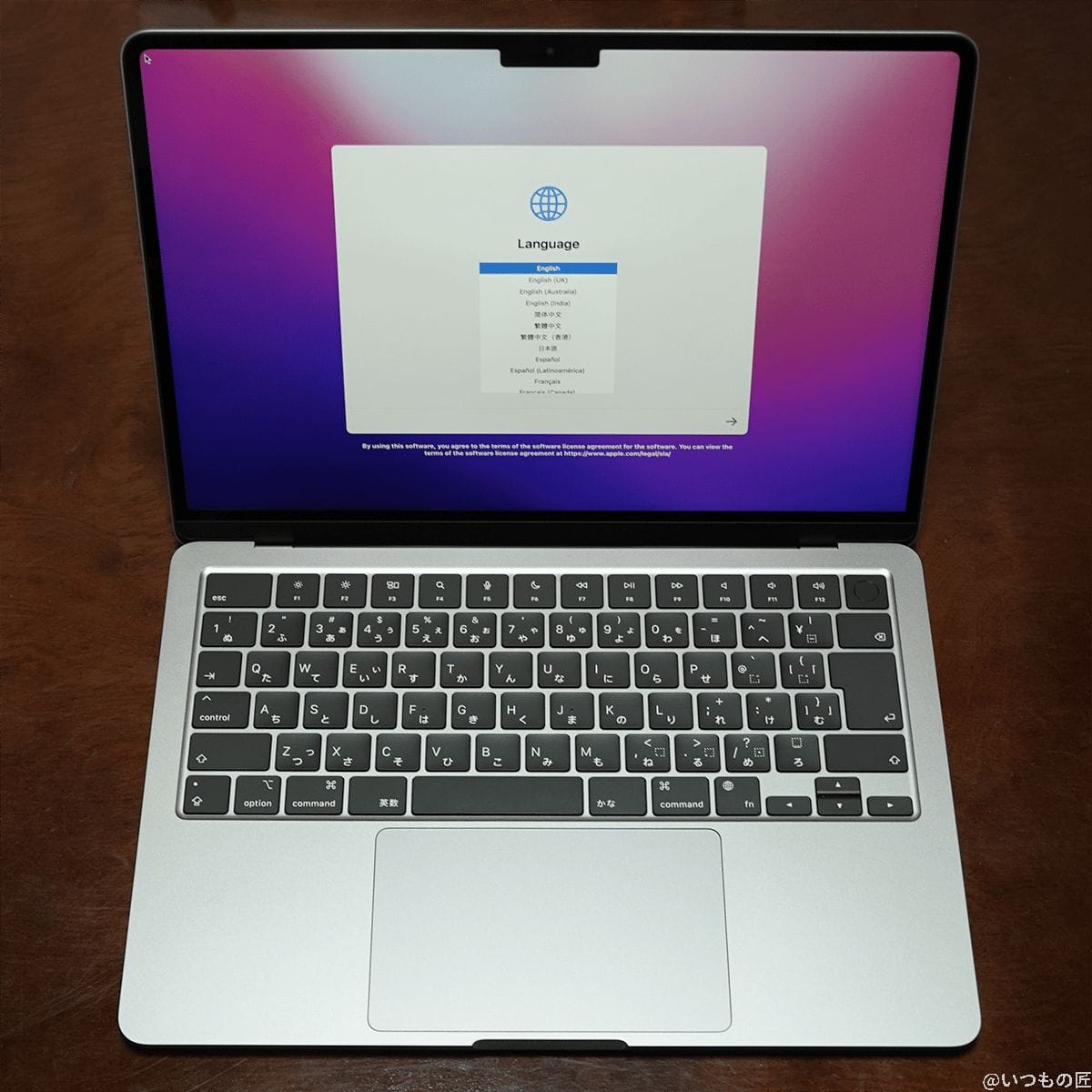 m2 macbook air初起動時の言語選び | 真ガジェットレビューの匠 M2 MacBook Air初起動時の言語選び画像