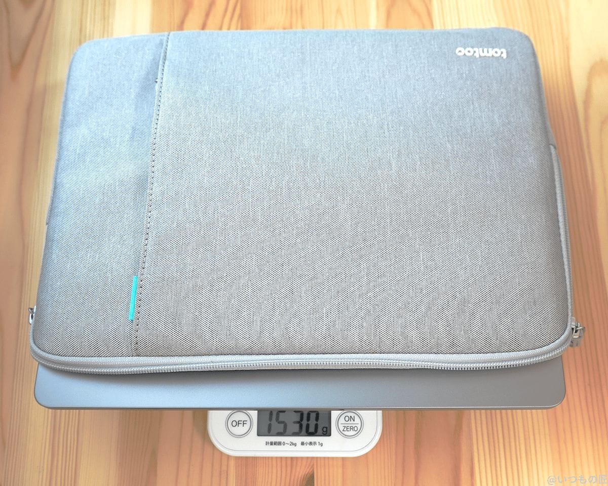 macbook-air-m2-m1-weight-with-case | 真ガジェットレビューの匠 M2 MacBook Air+保護シール+保護ケースの重さは1,530g。