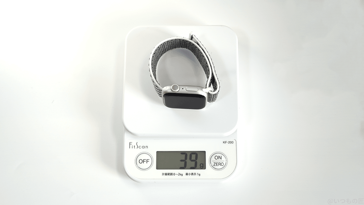 apple_watch_8_weight | 真ガジェットレビューの匠 Apple Watch Series 8 41mmアルミニウムケースモデルの重さ計測は39グラム