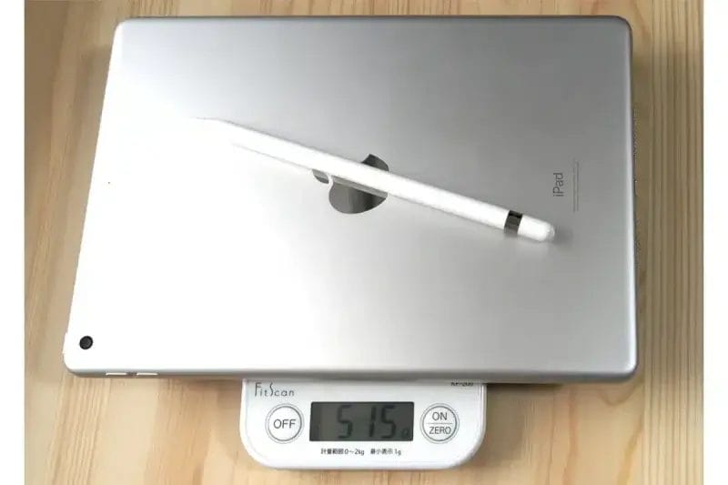 ipad9-weight-with-pencil | 真ガジェットレビューの匠 無印iPad+Apple Pncilの重さは51.5g。
