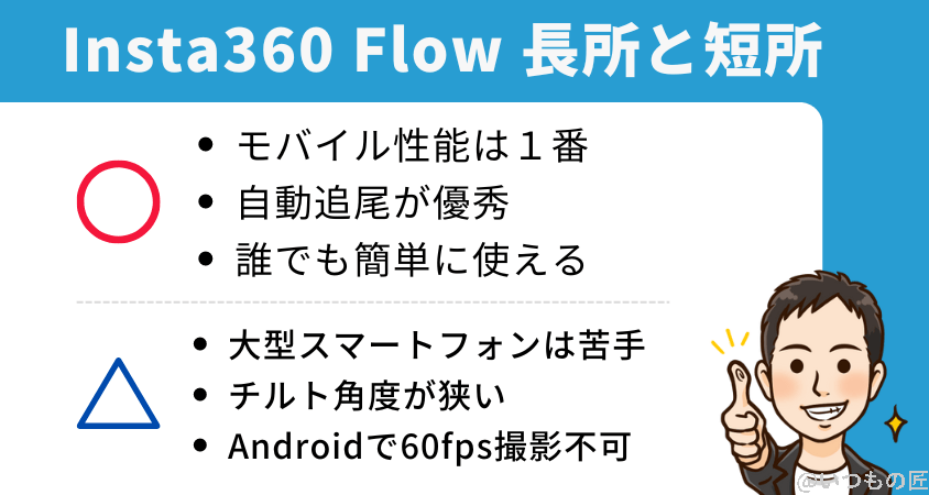 insta360flow-pros-cons | 真ガジェットレビューの匠 Insta360 flow レビュー
長所と短所